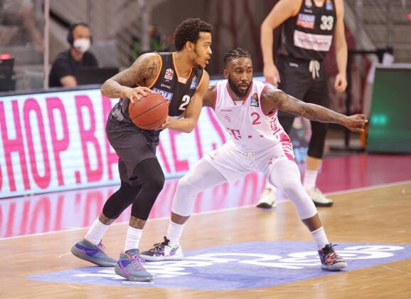 Xavier Pollard Telekom Baskets Bonn vs Troy Caupain ratiopharm Ulm easyCredit BBL 1 Bundesliga , Season 2020 2021 , Matchday 34