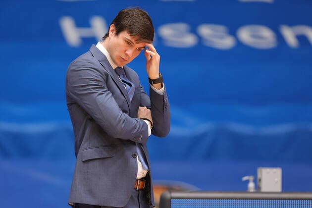 Fraport Skyliners Hamburg Towers, easyCredit BBL Head Coach Pedro Calles Hamburg Towers Basketball match of the easyCredit BBL between the Fraport Skyliners and the Hamburg Towers on May 9, 2021 at the Fraport Arena in Frankfurt am Main , Frankfurt am Main Hesse Germany Fraport Arena