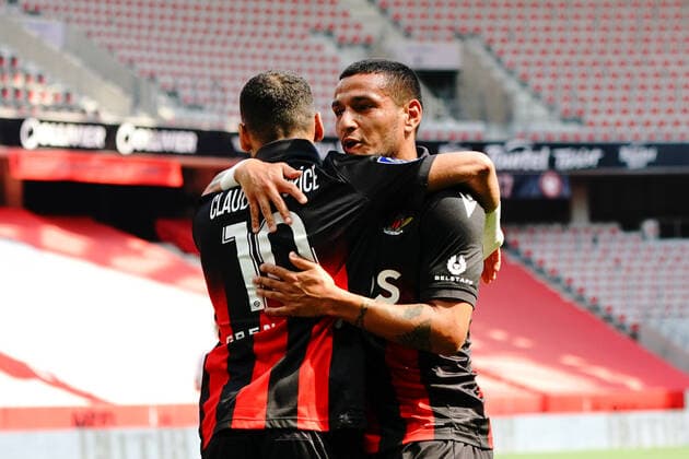 Joie - Rony Lopes (OGC Nice) - Alexis Claude Maurice (OGC Nice) FOOTBALL : OGC Nice vs Brest - Ligue 1 Uber Eats - Nice - 09 05 2021 NorbertScanella PanoramiC 