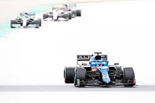 Spanish driver Fernando Alonso of Alpine during the Spain s Formula One Grand Prix at Barcelona-Catalunya racetrack in Montmelo, Barcelona, nort-eastern Spain, 09 May 2021. Spain s Formula One Grand Prix !ACHTUNG: NUR REDAKTIONELLE NUTZUNG!  Copyright: xAlejandroxGarcíax GRAFCAT2923 20210509-637561734048775626