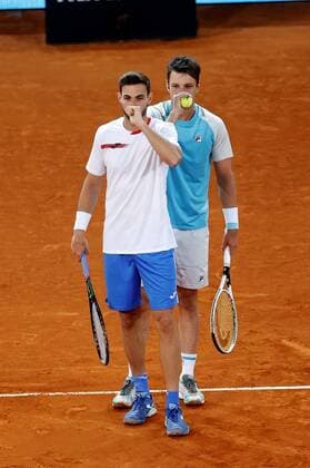 Marcel Granollers of Spain (L) and Horacio Zeballos (R) of Argentina in action during the men s double final against Mate Pavic and Nikola Mektic of Croatia at the Mutua Madrid Open tennis tou?rnament in Madrid, Spain, 09 May 2021. Mutua Madrid Open tennis tou?rnament !ACHTUNG: NUR REDAKTIONELLE NUTZUNG!  Copyright: xChemaxMoyax GRAF3255 20210509-637561754648378403