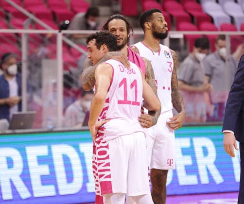 Chris Babb, Anthony DiLeo Telekom Baskets Bonn disappointed after match vs ratiopharm Ulm easyCredit BBL 1 Bundesliga , 2020 2021 season , Matchday 34