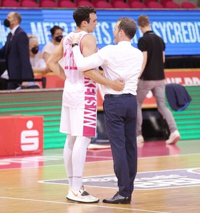 Coach Will Voigt, Anthony DiLeo Telekom Baskets Bonn disappointed after the game vs ratiopharm Ulm easyCredit BBL 1 Bundesliga , 2020 2021 season , matchday 34.