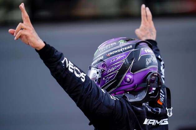 May 9, 2021, Montmelo, Spain: LEWIS HAMILTON of Great Britain and Mercedes-AMG F1 Team celebrates after winning the 2021 FIA Formula 1 Spanish Grand Prix at Circuit de Barcelona-Catalunya in Montmelo, Spain. Montmelo Spain - ZUMAg147 20210509_zap_g147_003 Copyright: xJamesxGasperottix