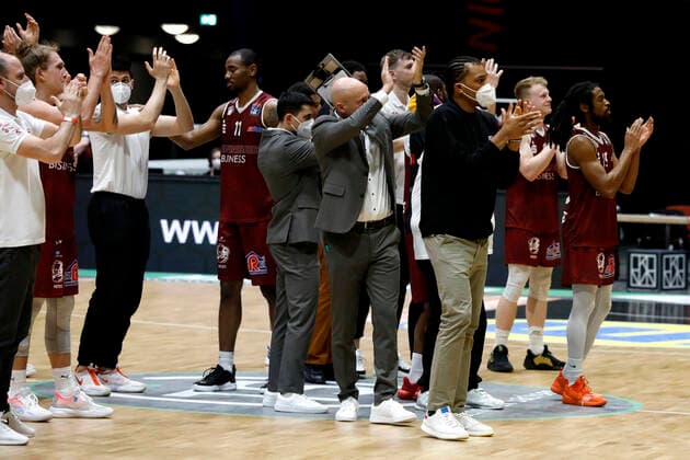09 05 2021, easyCredit Basketball Bundesliga, BBL, season 2020 2021, men, Chemnitz Niners ALBA Berlin Niners say goodbye to partners and sponsors Chemnitz Messe Chemnitz Sachsen Germany