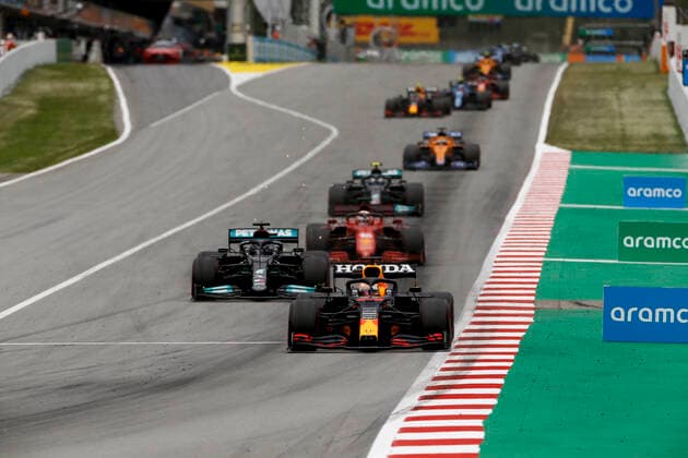 33 Max Verstappen NED, Red Bull Racing , 44 Lewis Hamilton GBR, Mercedes AMG Petronas F1 Team , F1 Grand Prix of Spain at Circuit de Barcelona Catalunya on May 9, 2021 in Barcelona, Spain Photo by HOCH ZWEI Barcelona Spain