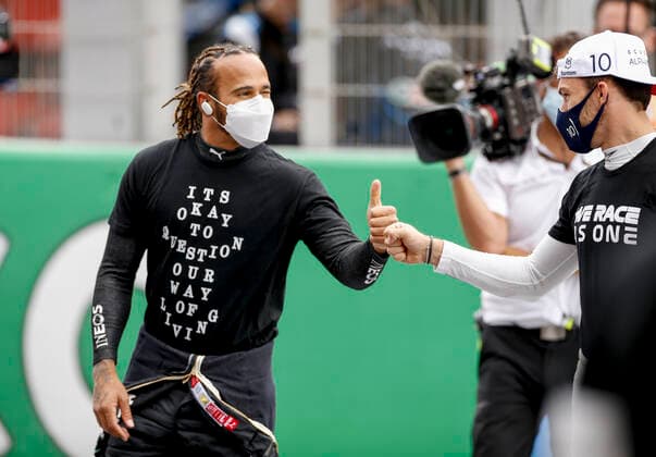 44 Lewis Hamilton GBR, Mercedes AMG Petronas F1 Team , 10 Pierre Gasly FRA, Scuderia AlphaTauri Honda , F1 Grand Prix of Spain at Circuit de Barcelona Catalunya on May 9, 2021 in Barcelona, Spain Photo by HOCH ZWEI Barcelona Spain