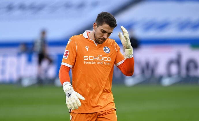 Football, men, 1 Bundesliga, season 2020 21, 32 matchday , Hertha BSC Arminia Bielefeld, goalkeeper Stefan Ortega DSC Arminia Bielefeld , 09 05 2021, Copyright: xMatthiasxKochx