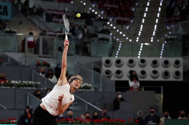 Alexander Zverev of Germany in action against Matteo Berrettini of Italy during the men s final at the Mutua Madrid Open tennis tou?rnament in Madrid, Spain, 09 May 2021. Mutua Madrid Open tennis tou?rnament !ACHTUNG: NUR REDAKTIONELLE NUTZUNG!  Copyright: xRodrigoxJimenezx GRAF3493 20210509-637561870751913799