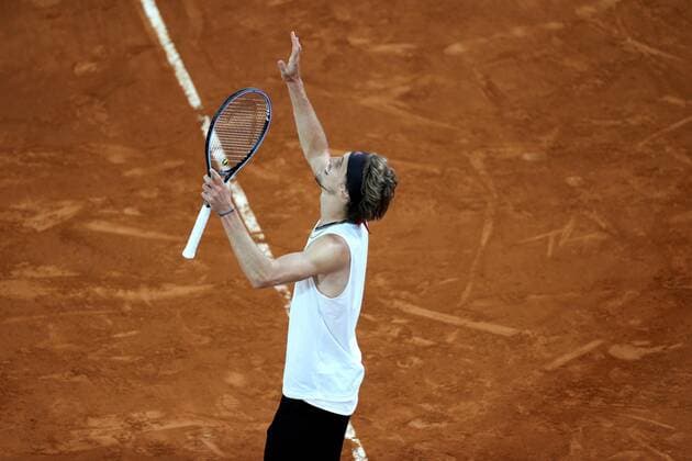 Alexander Zverev of Germany celebrates his victory against Matteo Berrettini of Italy during the men s final at the Mutua Madrid Open tennis tou?rnament in Madrid, Spain, 09 May 2021. Mutua Madrid Open tennis tou?rnament !ACHTUNG: NUR REDAKTIONELLE NUTZUNG!  Copyright: xRodrigoxJimenezx GRAF3605 20210509-637561931781832910