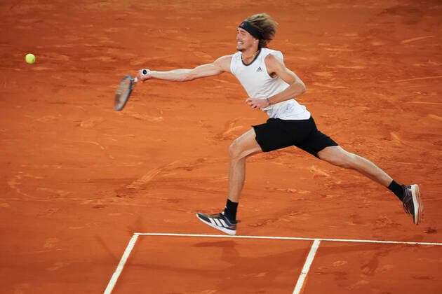 Mutua Madrid Open - Day Eleven Alexander Zverev of Germany in action against Matteo Berrettini of Italy (not seen) during Men s Singles final match on the ATP, Tennis Herren Masters 1000 - Mutua Madrid Open 2021 at La Caja Magica on May 9, 2021 in Madrid, Spain. Madrid Spain gonzalez-notitle210509_npNDh  Copyright: xOscarxGonzalezx