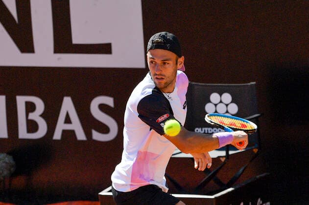 Photo Fabrizio Corradetti - LaPresse May 10, 2021 Roma (Italy) Tennis 1st round Stefano Travaglia (ITA) vs Benoit Paire (FRA) Internazionali BNL d Italia 2021 In the pic: Stefano Travaglia  Copyright: xFabrizioxCorradetti LaPressex