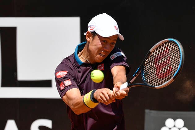 Photo Fabrizio Corradetti - LaPresse 10 05 2021 Roma (Italy) Tennis 1st round Kei Nishikori (JPN) vs Fabio Fognini (ITA) Internazionali BNL d Italia 2021 In the pic: Kei Nishikori  Copyright: xFabrizioxCorradetti LaPressex