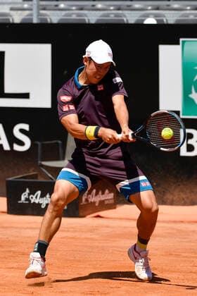 Photo Fabrizio Corradetti - LaPresse 10 05 2021 Roma (Italy) Tennis 1st round Kei Nishikori (JPN) vs Fabio Fognini (ITA) Internazionali BNL d Italia 2021 In the pic: Kei Nishikori  Copyright: xFabrizioxCorradetti LaPressex
