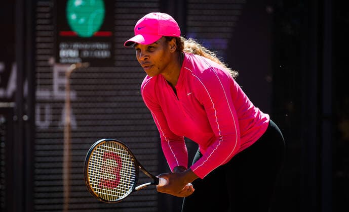 May 10, 2021, ROMA, ITALY: Serena Williams of the United States during practice ahead of the 2021 Internazionali BNL d Italia WTA, Tennis Damen 1000 tournament ROMA ITALY - ZUMAa181 20210510_zaa_a181_002 Copyright: xRobxPrangex