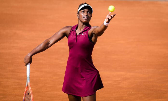 May 11, 2021, ROMA, ITALY: Sloane Stephens of the United States in action during her first-round match at the 2021 Internazionali BNL d Italia WTA, Tennis Damen 1000 tournament against Madison Keys of the United States ROMA ITALY - ZUMAa181 20210511_zaa_a181_002 Copyright: xRobxPrangex