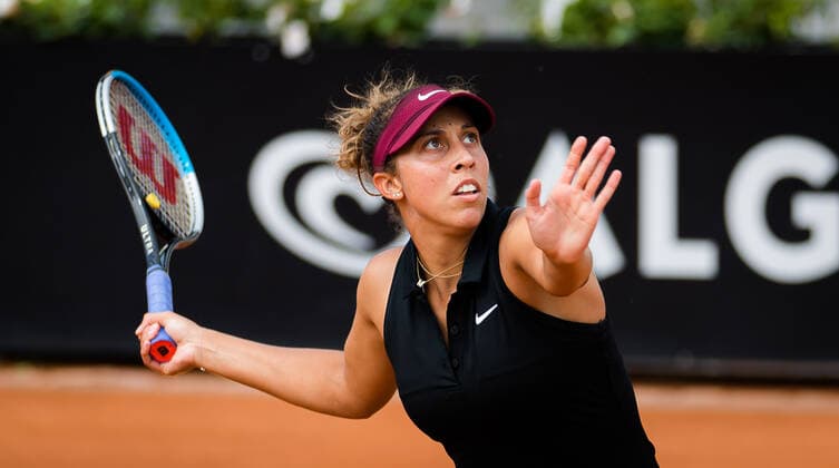 May 11, 2021, ROMA, ITALY: Madison Keys of the United States in action during her first-round match at the 2021 Internazionali BNL d Italia WTA, Tennis Damen 1000 tournament against Sloane Stephens of the United States ROMA ITALY - ZUMAa181 20210511_zaa_a181_005 Copyright: xRobxPrangex
