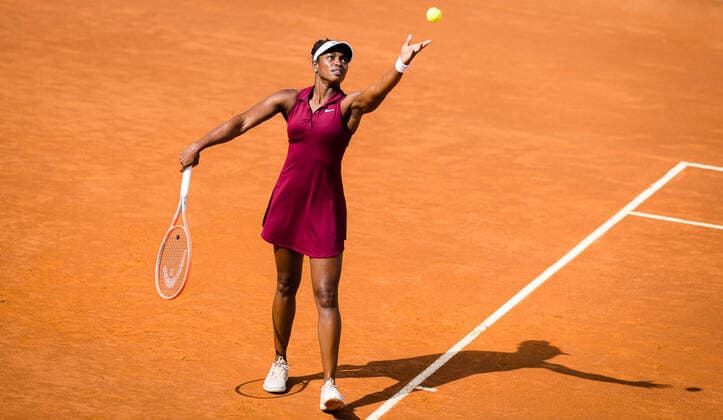 May 11, 2021, ROMA, ITALY: Sloane Stephens of the United States in action during her first-round match at the 2021 Internazionali BNL d Italia WTA, Tennis Damen 1000 tournament against Madison Keys of the United States ROMA ITALY - ZUMAa181 20210511_zaa_a181_007 Copyright: xRobxPrangex