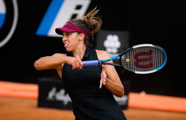 May 11, 2021, ROMA, ITALY: Madison Keys of the United States in action during her first-round match at the 2021 Internazionali BNL d Italia WTA, Tennis Damen 1000 tournament against Sloane Stephens of the United States ROMA ITALY - ZUMAa181 20210511_zaa_a181_008 Copyright: xRobxPrangex