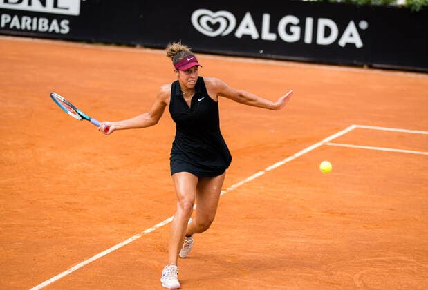 May 11, 2021, ROMA, ITALY: Madison Keys of the United States in action during her first-round match at the 2021 Internazionali BNL d Italia WTA, Tennis Damen 1000 tournament against Sloane Stephens of the United States ROMA ITALY - ZUMAa181 20210511_zaa_a181_009 Copyright: xRobxPrangex