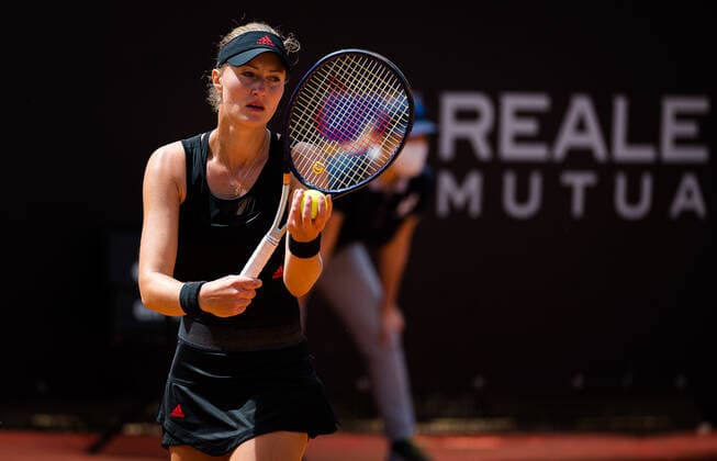 May 11, 2021, ROMA, ITALY: Kristina Mladenovic of France in action during the first round of the 2021 Internazionali BNL d Italia WTA, Tennis Damen 1000 tournament against Belinda Bencic of Switzerland ROMA ITALY - ZUMAa181 20210511_zaa_a181_043 Copyright: xRobxPrangex