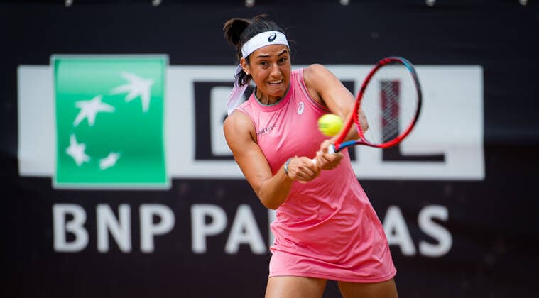 May 11, 2021, ROMA, ITALY: Caroline Garcia of France in action during her first-round match at the 2021 Internazionali BNL d Italia WTA, Tennis Damen 1000 tournament against Elisabetta Cocciaretto of Italy ROMA ITALY - ZUMAa181 20210511_zaa_a181_071 Copyright: xRobxPrangex