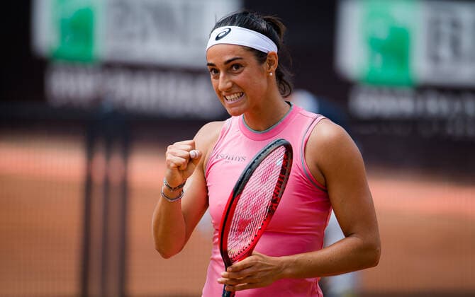 May 11, 2021, ROMA, ITALY: Caroline Garcia of France in action during her first-round match at the 2021 Internazionali BNL d Italia WTA, Tennis Damen 1000 tournament against Elisabetta Cocciaretto of Italy ROMA ITALY - ZUMAa181 20210511_zaa_a181_075 Copyright: xRobxPrangex
