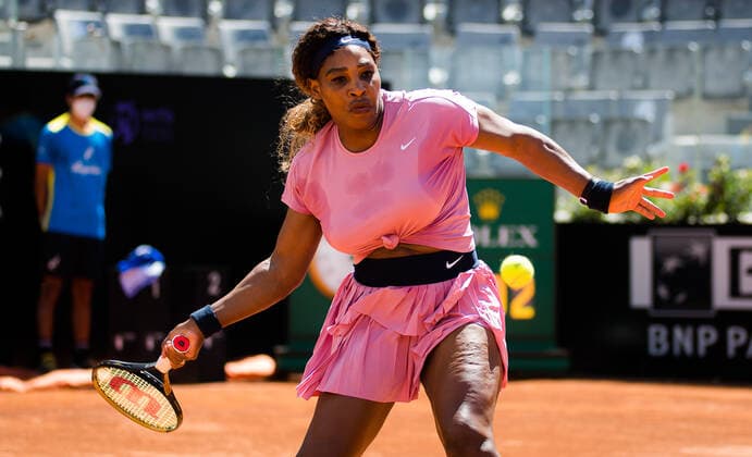 May 12, 2021, ROMA, ITALY: Serena Williams of the United States in action during the second round of the 2021 Internazionali BNL d Italia WTA, Tennis Damen 1000 tournament against Nadia Podoroska of Argentina ROMA ITALY - ZUMAa181 20210512_zaa_a181_239 Copyright: xRobxPrangex