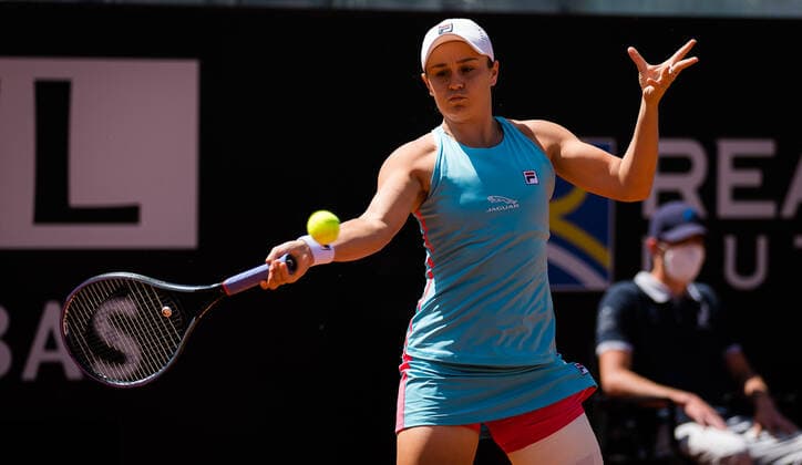 May 13, 2021, ROMA, ITALY: Ashleigh Barty of Australia in action during the third round of the 2021 Internazionali BNL d Italia WTA, Tennis Damen 1000 tournament against Veronika Kudermetova of Russia ROMA ITALY - ZUMAa181 20210513_zaa_a181_022 Copyright: xRobxPrangex