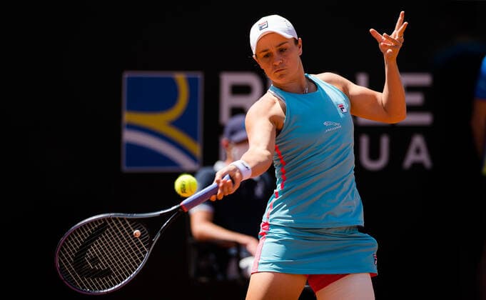 May 13, 2021, ROMA, ITALY: Ashleigh Barty of Australia in action during the third round of the 2021 Internazionali BNL d Italia WTA, Tennis Damen 1000 tournament against Veronika Kudermetova of Russia ROMA ITALY - ZUMAa181 20210513_zaa_a181_025 Copyright: xRobxPrangex