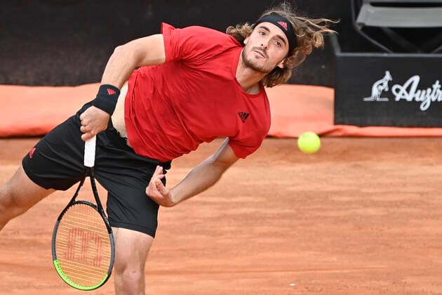 Photo Fabrizio Corradetti - LaPresse 13 05 2021 Roma (Italy) Tennis 3nd round Matteo Berrettini (ITA) vs Stefanos Tsitsipas (GRE) Internazionali BNL d Italia 2021 In the pic: Stefanos Tsitsipas  Copyright: xFabrizioxCorradetti LaPressex