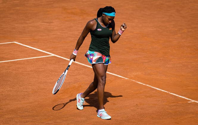 May 13, 2021, ROMA, ITALY: Cori Gauff of the United States in action during the third round of the 2021 Internazionali BNL d Italia WTA, Tennis Damen 1000 tournament against Aryna Sabalenka of Belarus Rome Italy - ZUMAa181 20210513_zaa_a181_009 Copyright: xRobxPrangex