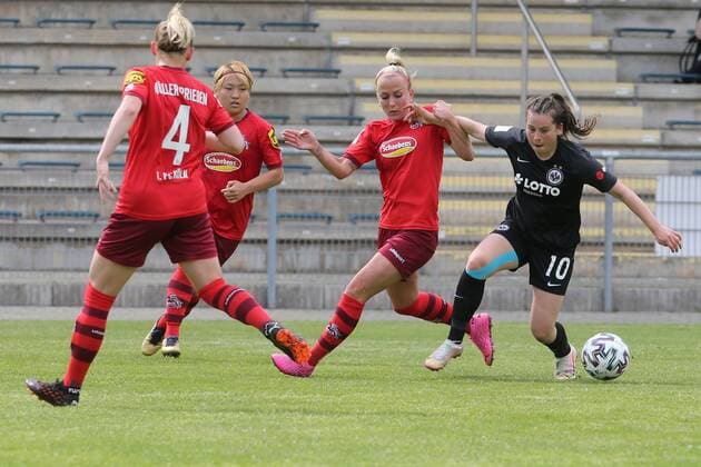 Best Eintracht scoring chance after a one-on-one by Jonna Brengel Eintracht Frankfurt Womens II, No 10 vs Mandy Islacker 1 FC Cologne Womens, No 8 , Eintracht Frankfurt Womens II 1 FC Cologne Womens, 2 Bundesliga Womens, 2020 2021 season, 113 05 2021,