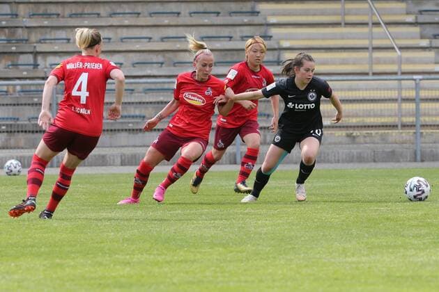 Best Eintracht scoring chance after a one-on-one by Jonna Brengel Eintracht Frankfurt Womens II, No 10 vs Mandy Islacker 1 FC Cologne Womens, No 8 , Eintracht Frankfurt Womens II 1 FC Cologne Womens, 2 Bundesliga Womens, 2020 2021 season, 113 05 2021,