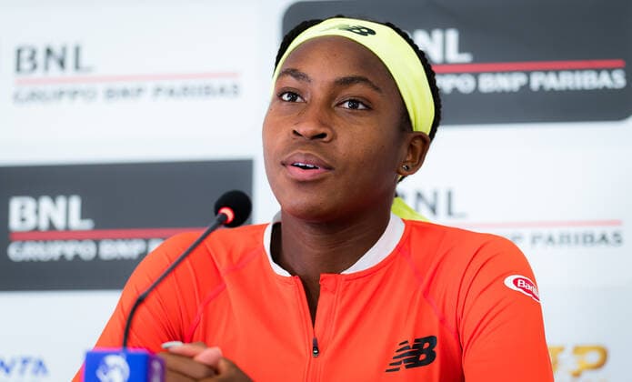 May 13, 2021, ROMA, ITALY: Cori Gauff of the United States talks to the media after winning her third-round match at the 2021 Internazionali BNL d Italia WTA, Tennis Damen 1000 tournament ROMA ITALY - ZUMAa181 20210513_zaa_a181_052 Copyright: xRobxPrangex