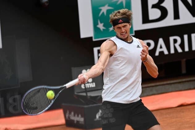 Photo Fabrizio Corradetti - LaPresse 14 05 2021 Roma (Italy) Tennis Quarter final Alexander Zverev (GER) vs Rafael Nadal (ESP) Internazionali BNL d Italia 2021 In the pic: Alexander Zverev  Copyright: xFabrizioxCorradetti LaPressex