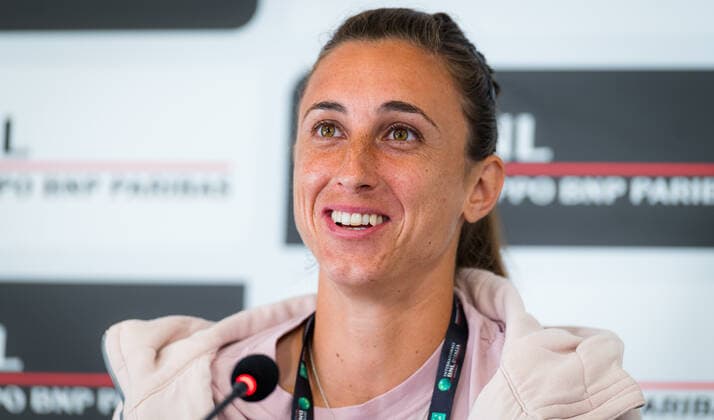 May 14, 2021, ROMA, ITALY: Petra Martic of Croatia talks to the media after winning her quarter-final match at the 2021 Internazionali BNL d Italia WTA, Tennis Damen 1000 tournament against Jessica Pegula of the United States ROMA ITALY - ZUMAa181 20210514_zaa_a181_019 Copyright: xRobxPrangex
