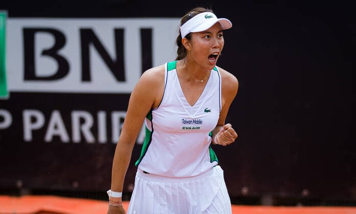 May 14, 2021, ROMA, ITALY: Hao-Ching Chan of Chinese Taipeh in action during the doubles quarter-final at the 2021 Internazionali BNL d Italia WTA, Tennis Damen 1000 tournament ROMA ITALY - ZUMAa181 20210514_zaa_a181_066 Copyright: xRobxPrangex