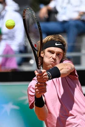 Photo Fabrizio Corradetti - LaPresse 15 05 2021 Roma (Italy) Tennis Quarter final Lorenzo Sonego (ITA) vs Andrey Rublev (RUS) Internazionali BNL d Italia 2021 In the pic: Andrey Rublev  Copyright: xFabrizioxCorradetti LaPressex