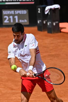 Photo Fabrizio Corradetti - LaPresse 15 05 2021 Roma (Italy) Tennis Quarter final Novak Djokovic (SRB) vs Stefanos Tsitsipas (GRE) Internazionali BNL d Italia 2021 In the pic: Novak Djokovic  Copyright: xFabrizioxCorradetti LaPressex