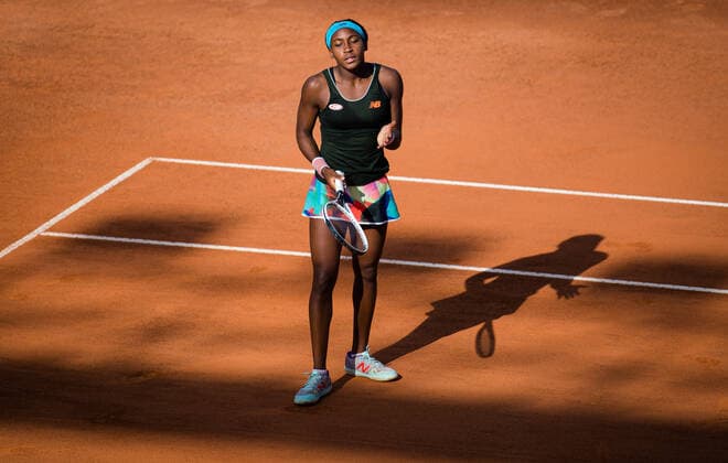May 15, 2021, ROMA, ITALY: Cori Gauff of the United States in action during the semi-final at the 2021 Internazionali BNL d Italia WTA, Tennis Damen 1000 tournament against Iga Swiatek of Poland ROMA ITALY - ZUMAa181 20210515_zaa_a181_071 Copyright: xRobxPrangex