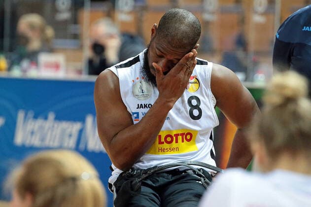 15 05 2021, xovx, Wheelchair Basketball Bundesliga, Playoffs Final German Championship Game 2, RSV Lahn Dill RSB Thuringia Bulls Brian Bell RSV Lahn Dill disappointed after 45 52 loss to RSB Thuringia Bulls Wetzlar Rittal Arena Hesse Germany EN