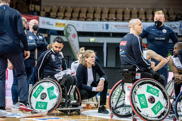 RBBL1 Playoffs 2021 Game 2 RSV Lahn Dill RSB Thuringia Bulls 15 05 2021 Janet Zeltinger Coach RSV Lahn Dill , Peyman Mizan RSV Lahn Dill, 7 , Ian Sagar RSV Lahn Dill, 6 , RBBL1 Playoffs 2021 Game 2 RSV Lahn Dill RSB Thuringia Bulls 15 05 2021 Rittal Arena, Wetzlar Hesse. Copyright: xBEAUTIFULxSPORTS Roeczeyx