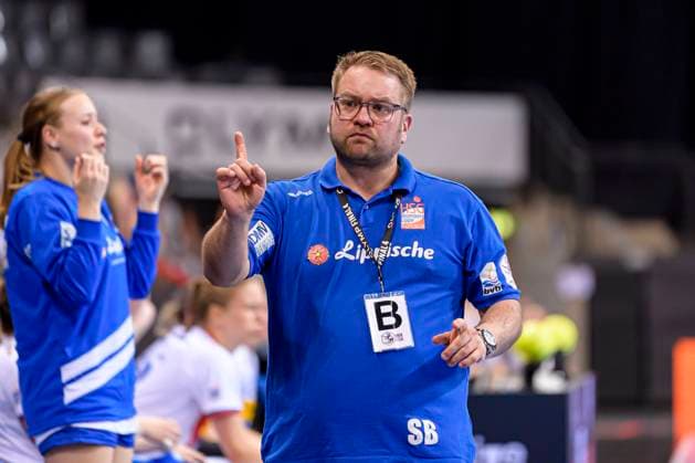 Stuttgart, Germany 15 May 2021 HBF Cup Final 4 Semi-Final HSG Blomberg Lippe vs HL Buchholz Rosengarten Coach Steffen Birkner HSG Blomberg Lippe Stuttgart Porsche Arena Baden Württemberg Germany