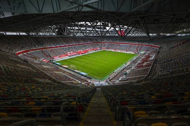 16 05 2021, Football, Season 2020 2021, 2 Bundesliga, 33 Matchday Fortuna Düsseldorf 1895 FC Erzgebirge Aue, The empty Merkur Spiel Arena shortly before kick-off of the penultimate matchday DFL REGULATIONS PROHIBIT ANY USE OF PHOTOGRAPHS AS IMAGE SEQUENCES AND OR QUASI VIDEO Düsseldorf Merkur Spiel Arena NRW Germany xRHR FOTO DEx