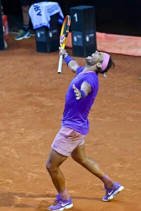 Photo Fabrizio Corradetti - LaPresse 16 05 2021 Roma (Italy) Tennis Final Novak Djokovic (SRB) vs Rafael Nadal (ESP) Internazionali BNL d Italia 2021 In the pic: Rafael Nadal wins the Internazionali BNL d Italia 2021  Copyright: xFabrizioxCorradetti LaPressex