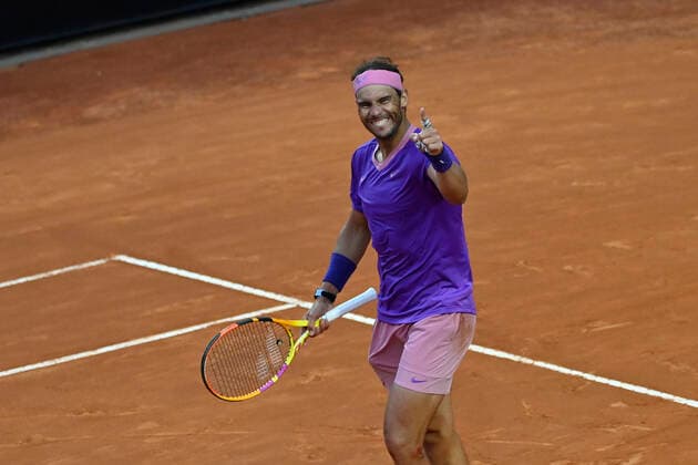 Photo Fabrizio Corradetti - LaPresse 16 05 2021 Roma (Italy) Tennis Final Novak Djokovic (SRB) vs Rafael Nadal (ESP) Internazionali BNL d Italia 2021 In the pic: Rafael Nadal wins the Internazionali BNL d Italia 2021  Copyright: xFabrizioxCorradetti LaPressex