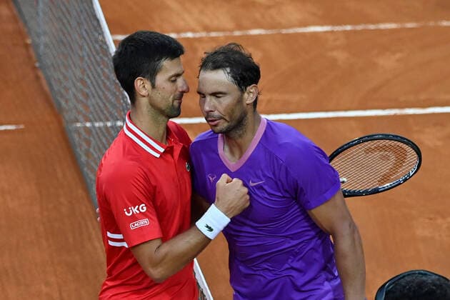 Photo Fabrizio Corradetti - LaPresse 16 05 2021 Roma (Italy) Tennis Final Novak Djokovic (SRB) vs Rafael Nadal (ESP) Internazionali BNL d Italia 2021 In the pic: Novak Djokovic, Rafael Nadal  Copyright: xFabrizioxCorradetti LaPressex