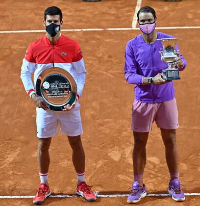 Photo Fabrizio Corradetti - LaPresse 16 05 2021 Roma (Italy) Tennis Final Novak Djokovic (SRB) vs Rafael Nadal (ESP) Internazionali BNL d Italia 2021 In the pic: Novak Djokovic, Rafael Nadal  Copyright: xFabrizioxCorradetti LaPressex