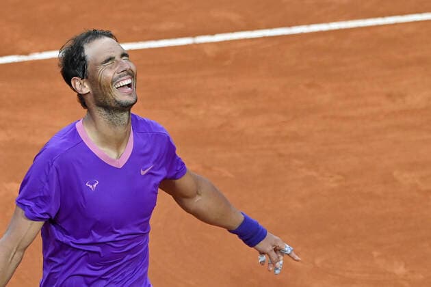 Photo Fabrizio Corradetti - LaPresse 16 05 2021 Roma (Italy) Tennis Final Novak Djokovic (SRB) vs Rafael Nadal (ESP) Internazionali BNL d Italia 2021 In the pic: Rafael Nadal wins the Internazionali BNL d Italia 2021  Copyright: xFabrizioxCorradetti LaPressex